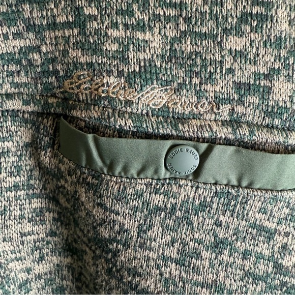 Eddie Bauer Mens Sweater Size XL Green 1/4 Zip Up Pullover Plush Fleece Pocket - Picture 7 of 9